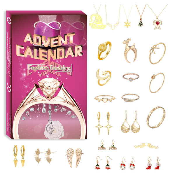 Ny Børne Julekalender 24 Dage Julekalender Nedtælling Blind Box Smykker Ring Halskæde Gave 1 Styk