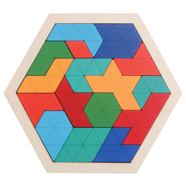 Träpussel för barn - Hexagonformmönster Tetrisblock Tangram Logic IQ Game STEM Montessori Brain Teaser Leksakspresent för tonåringar（1st）
