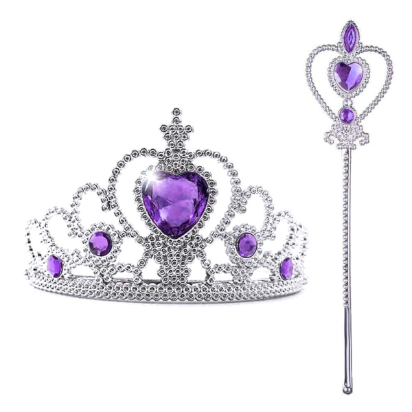 Princess Crown and Wand Set Glitter Princess Accessories for Little Girls-CB