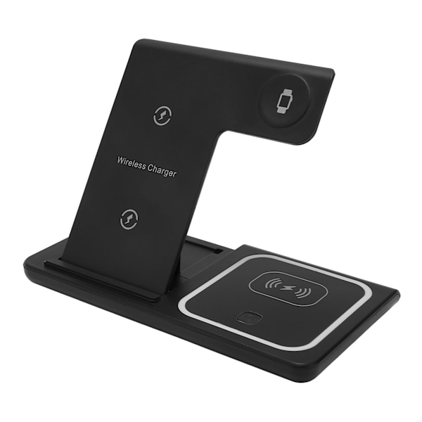 Trådløs Lader 3 i 1 Trådløs Ladestasjon for IPhone 13 12 11 XS XR XS X 8 Plus Klokker Hodetelefoner Svart