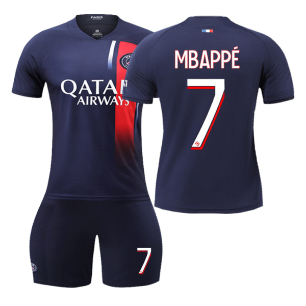Paris fotbollströja Set Barn Ungdom Vuxen Mbappe/Messi/Neymar T-shirt tröja No. 7 M(170-175cm)