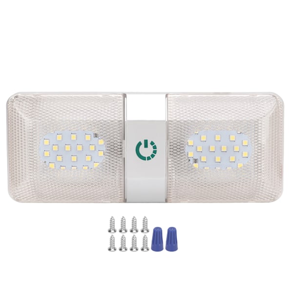RV-tak Dobbel Leselys Touch-knapp Trinnløs 48 LED-lamper IP50 Vanntett Justerbar for Campere Tilhengere
