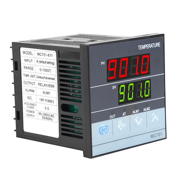 Digital temperaturregulator med K-typ PT100-sensoringång och relä SSR-utgång