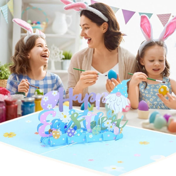 Pääsiäisen 3D-onnittelukortti, 3D-lomaonnittelukortti, pupu-muna paperiveistos -onnittelukortti, Hyvää pääsiäistä pop-up -onnittelukortti