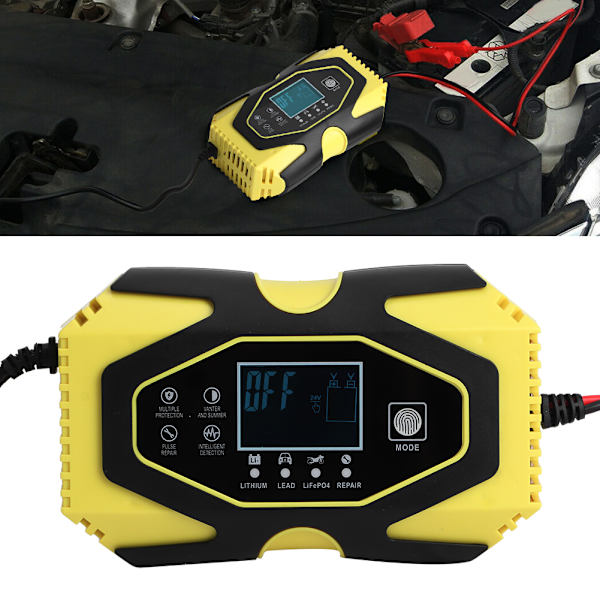 AGM Hurtiglader 12V 6A 24V 3A Motorcykel Bilbatterireparation 100V-240V EU-stik