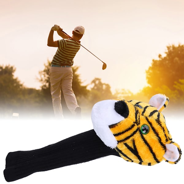 Plush Tyg Cartoon Tiger Mönster Golf Putters Huvudskydd Huvudskydd för 460CC Träklubba