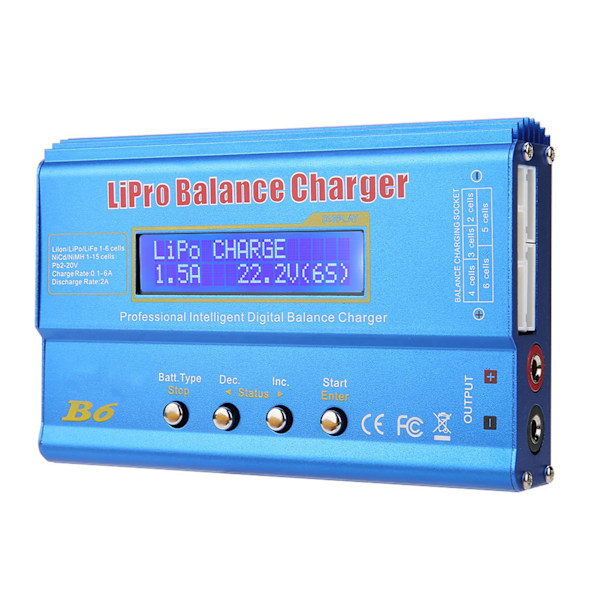 Digital LCD balanseringslader - 80W for LiPo og NiMH RC-batteri (EU-kontakt)