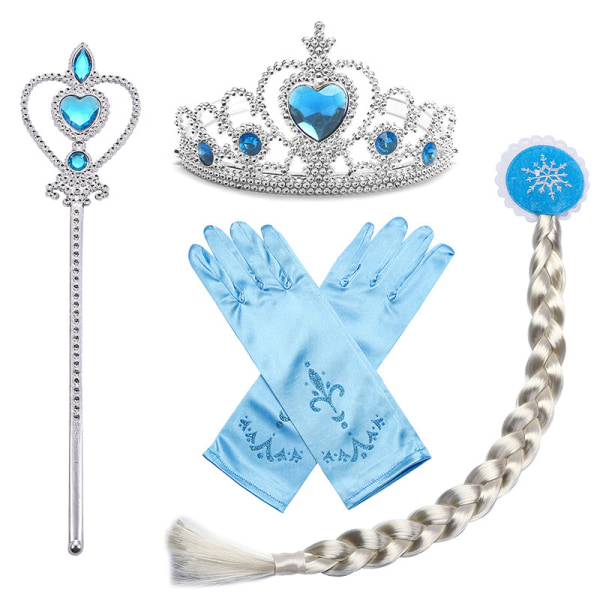 Elsa prinsess - sett fläta, tiara, stav & ett par handskar -a 1