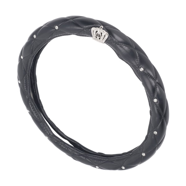 Bilrattskydd PU-läder Söta dekorationer Universal Fit Rattskydd Svart 38cm