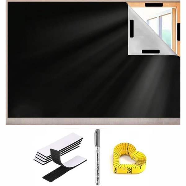 Oxford Cloth Full Blackout-skjermer Bærbare sølvbelagte Blackout-skjermer kan skjæres til solskjerming (uten sugekopper) svart 1,45*3 meter