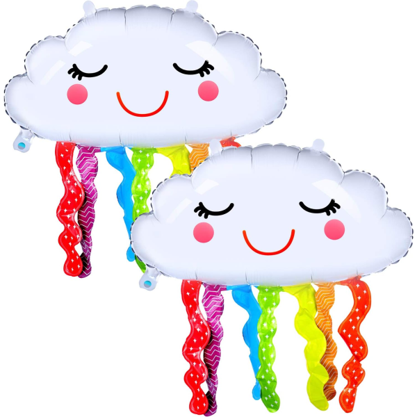 6 stycken regnbågsmolnformad folieballong regnbågsmolnballong, leende ansikte tofsballong baby .