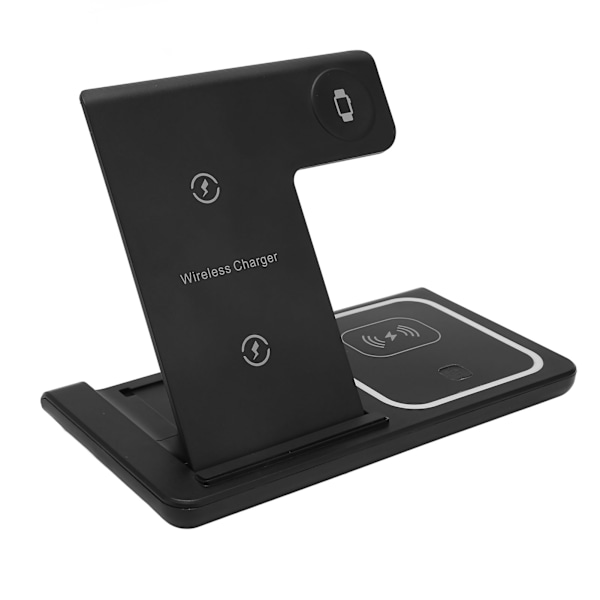 Trådløs Lader 3 i 1 Trådløs Ladestasjon for IPhone 13 12 11 XS XR XS X 8 Plus Klokker Hodetelefoner Svart