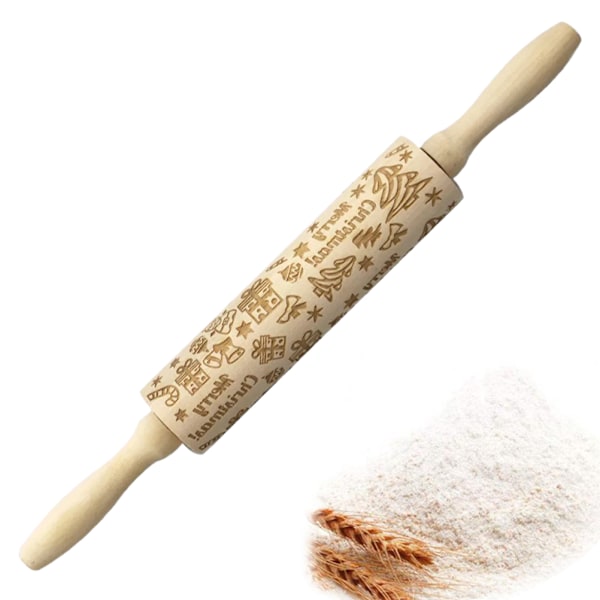 Christmas Wood Embossing Rolling Pin - Perfect Baking Tool