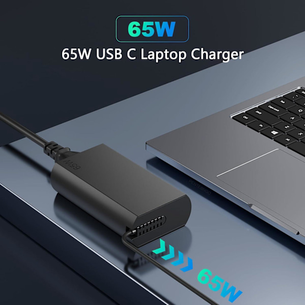 Ny Ultra-Tynn 65W USB C Laptop Lader for Lenovo S22016, S22017, X280, XLTABLET2016X1TABLET2017480, E580, R480 S12018, etc.