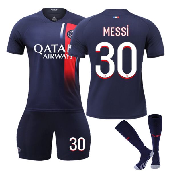 Paris fodboldtrøjesæt Børn Ungdom Voksen Mbappe/Messi/Neymar T-shirttrøje No. 30 28(150-160cm)
