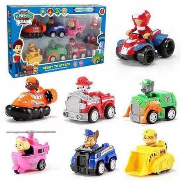 Paw Patrol Rescue Dog Squad Toy Car 7 karakterer og 7 kjøretøy
