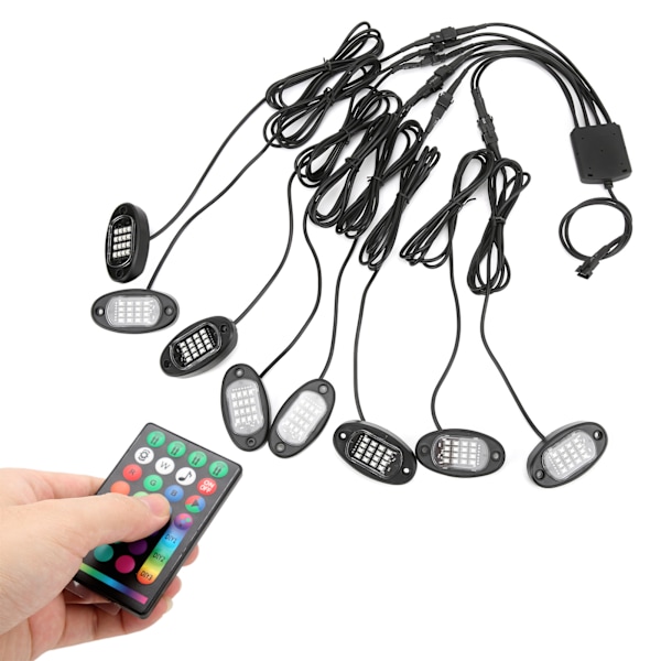 DC12V RGB 16LED Bilchassilampa Underkropp Färgglad Rock Light Support APP RF 28 nycklar Fjärrkontroll