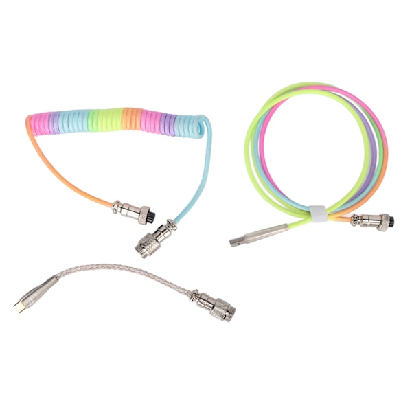 Gaming Keyboard Cable Gradient Färg RGB Ljus Anpassad Mekaniskt Tangentbord Infällbar USB C Spiral Kabel Typ 3