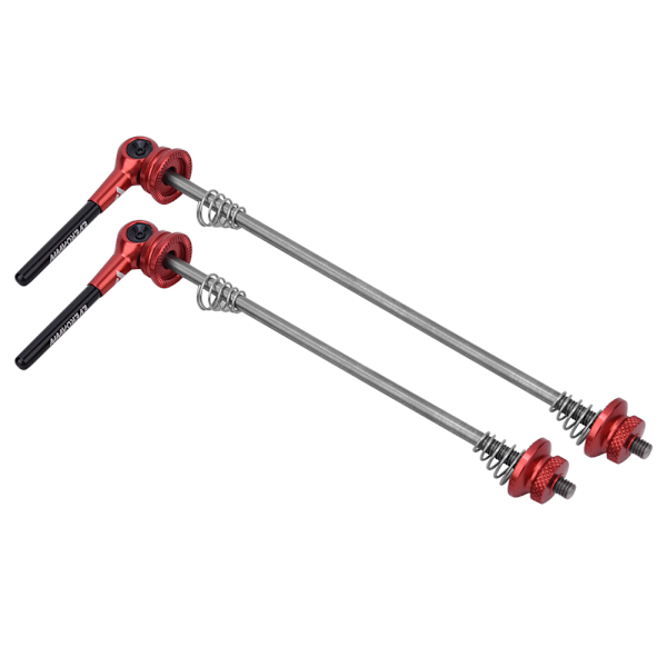 Et par 6061 Aluminium Legering TC4T Titanium Legering Cykel Hurtigudløsningsgreb Forreste Bageste Hjul Spids Sæt Rød