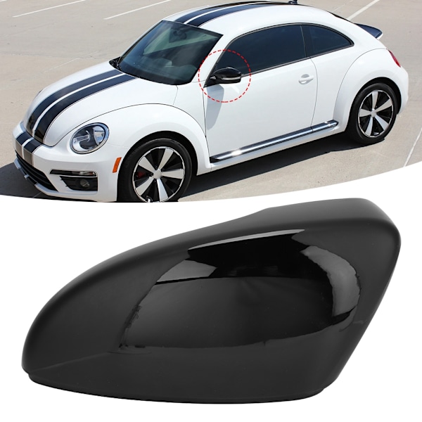 Skinnende sort bakspejldæksel 3C8857537 3C8857538 Passer til Beetle / CC / Eos Venstre side