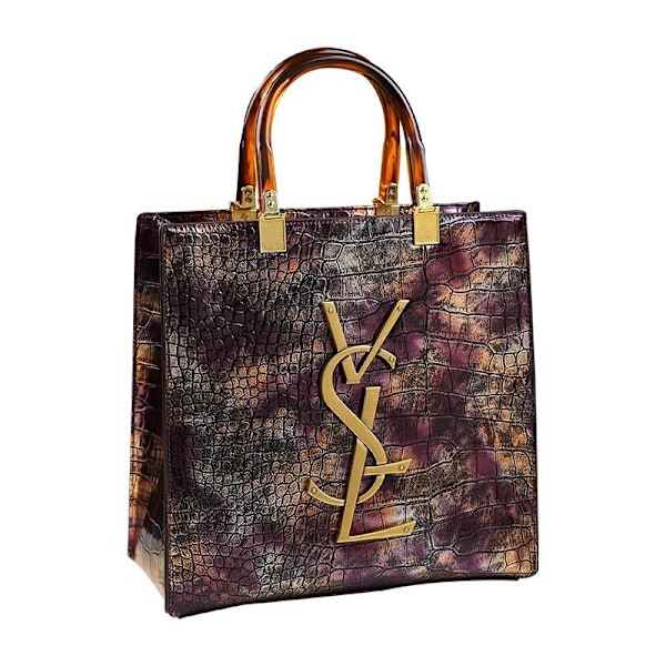 Krokodilläder handväska för damer, crossbody-väska, axelväska, tote bag, lyxmode (lila) Purple