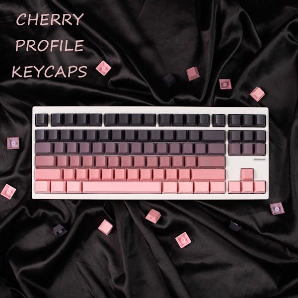 Rosa gradient to-farge injeksjon PBT side-trykte tastehetter, egnet for 61/64/87/104/108 layout mekaniske tastaturer