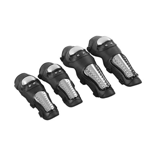 Silversvart Motorcykel Knäskydd Armbågsskydd Skyddsutrustning för Motocross ATV Mountainbike