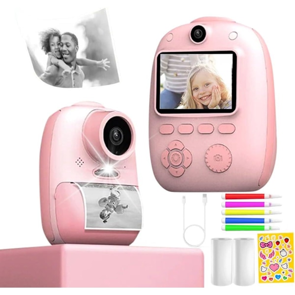 Børne Instant Kamera, Vlog Kamera Børne Digitalt Instant Kamera Digitalt Instant Fotokamera med Farvepen og Snor