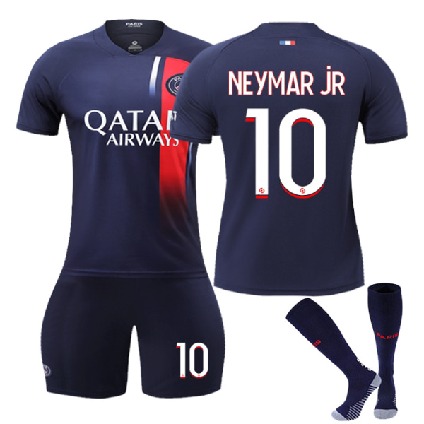Paris fodboldtrøjesæt Børn Ungdom Voksen Mbappe/Messi/Neymar T-shirttrøje No. 10 18(100-110cm)