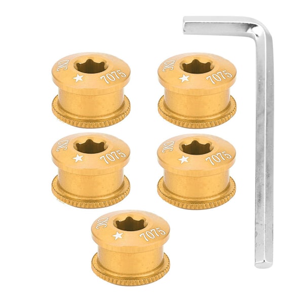 5Pcs Bicycle Bike Chainring Screw Chainwheel Bolt for Single Double Triple Speed(gold-5mm)