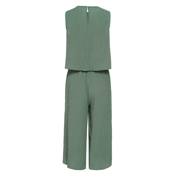 Dam Jumpsuit Ärmlös Ren Färg Lös Casual Vår Sommar Bred Ben Jumpsuit för Dagligt Slitage Arbete Skola L Grön