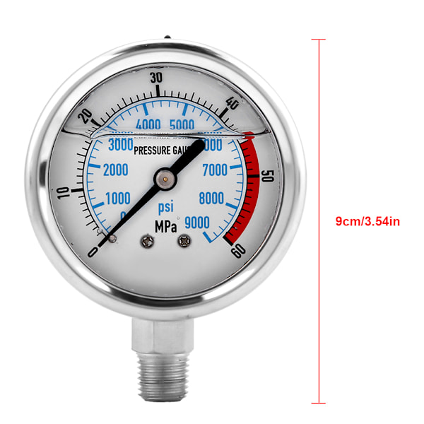 Hydraulisk trykmåler med høj præcision 60MPA/9000PSI - NPT1/4 indgangsbase