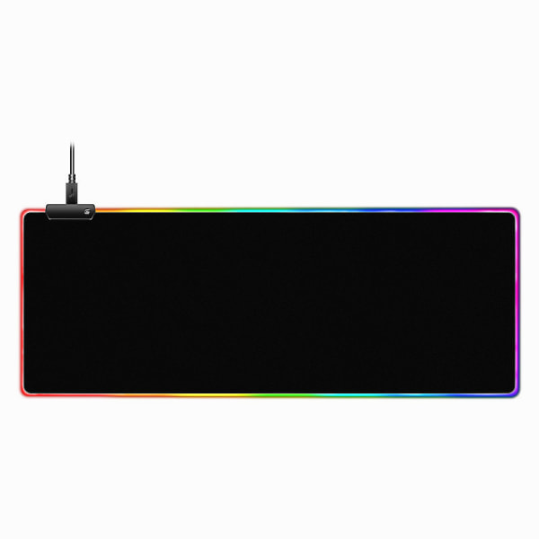 RGB lysende musematte helsvart hesteveddeløp fargerik lysende anti-skli musematte 900*400*4mm