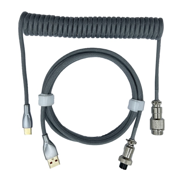 Speltangentbords Kabel Professionell Inrullningsbar Robust Kontakt Spiralformad Tangentbords Kabel för Mekaniskt Tangentbord Silvergrå