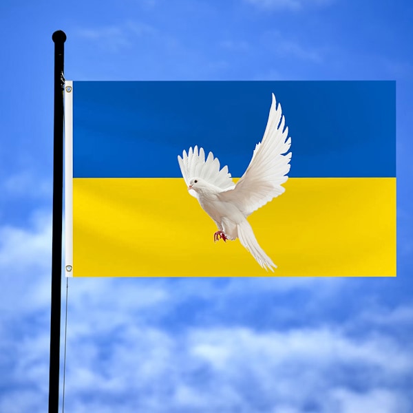 Ukrainska Flaggan Fredens Duva Flagga 3 x 5 Ft Ukrainska Flaggbanner Polyester Ukrainska Fredsflaggor med Mässingöglor