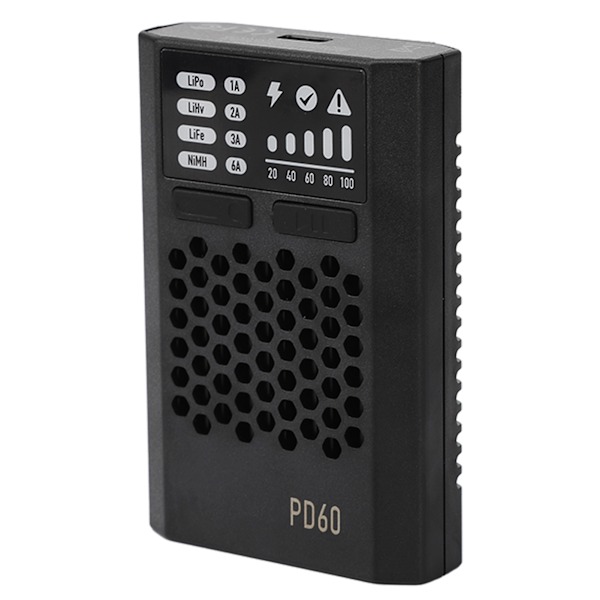 PD60 Tasapainottu Akun Latauslaite 60W 3A Musta USB C Tulo PD60 Tasapainottu Akun Latauslaite LiFe LiHv LiPo 1‑4S NiMH Cd1 12
