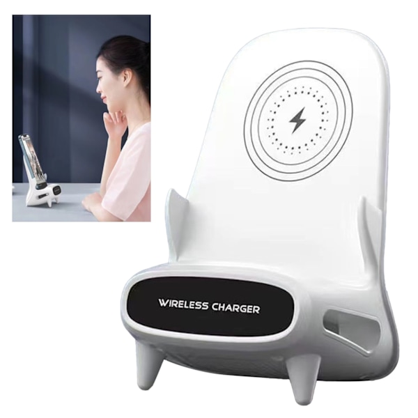 Trådlös Laddningsstation Stolmodell Handsfree Känslig Avkänning Trådlös Telefonladdare för Sovrum Kontor Resa Magnetisk Typ