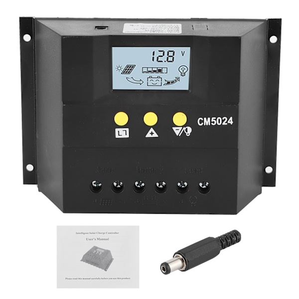 PWM Solcelleanlæg Lad/Udladningsregulator Batterisystem LCD Display 50A 12V/24V