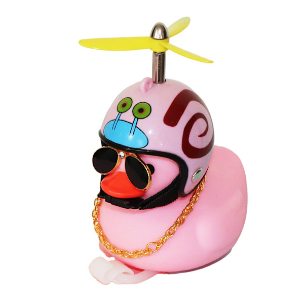 Cool Pink Duck Car Dashboard Decorations with Propeller Helmet and Gold Chain