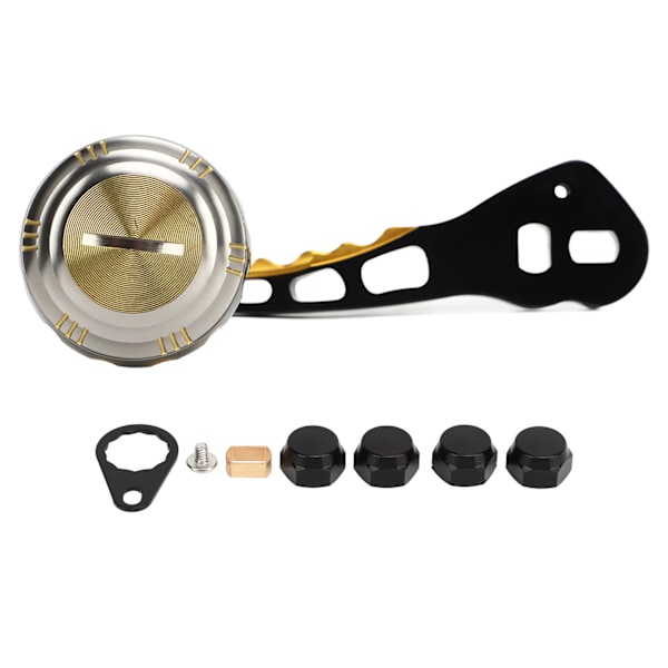 Fiskespøllehåndtag i Aluminiumlegeret, Anti-Slip, Ergonomisk Udskiftning af Baitcasting-Spøllehåndtag, Ruthenium og Guld