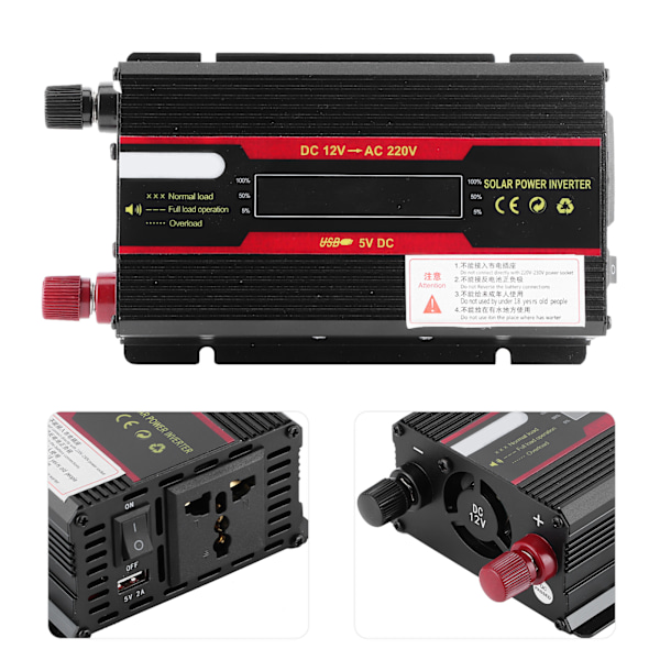 DC 12V - AC 220V auton invertteri 3000W huipputeho LCD-näyttö Modifioitu siniaaltoinvertteri