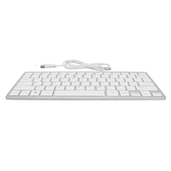 USB-koblet tastatur med 78 taster, ultratynn, mini, bærbar, sklisikker, lydløs, for bærbare datamaskiner, stasjonære datamaskiner, sølv