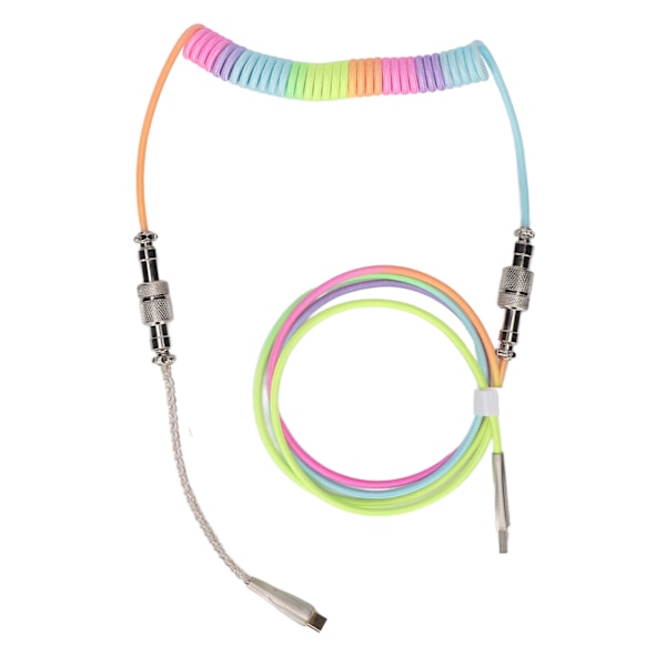 Gaming Keyboard Cable Gradient Färg RGB Ljus Anpassad Mekaniskt Tangentbord Infällbar USB C Spiral Kabel Typ 3