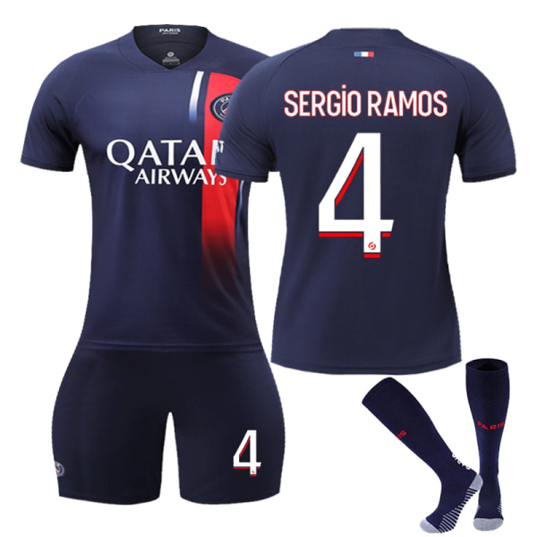 Paris fodboldtrøjesæt Børn Ungdom Voksen Mbappe/Messi/Neymar T-shirttrøje No. 4 XXL(190-200cm)