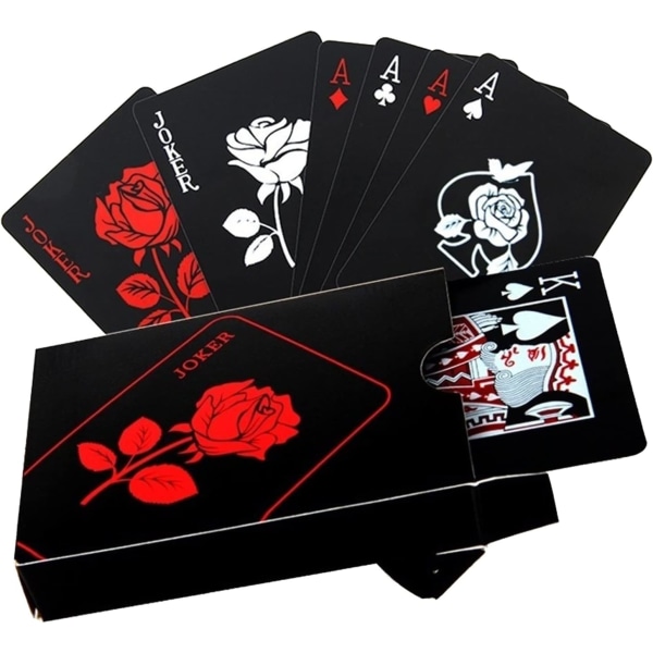 Plast spillekort Black Rose spillekort Premium PVC plastik spillekort Velegnet til fest og spil 63*88 mm (farve: 1 par)-L
