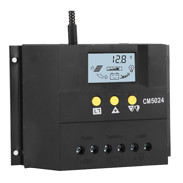 PWM Solcelleanlæg Lad/Udladningsregulator Batterisystem LCD Display 50A 12V/24V