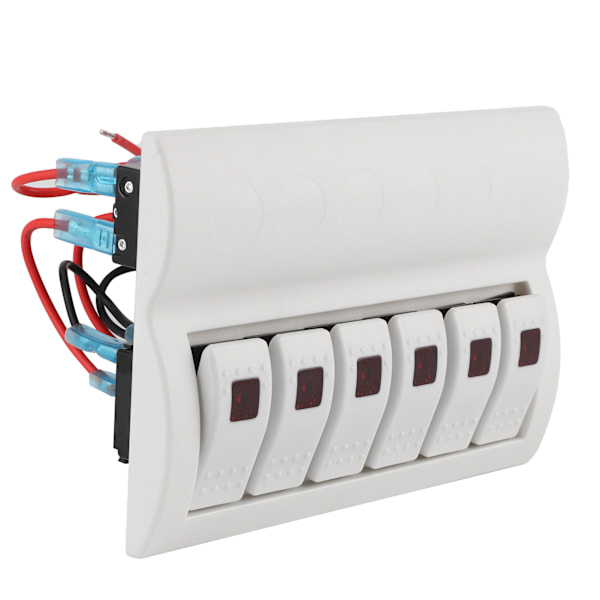 6 Gang Rocker Switch Panel Afbryder med LED-indikator til Marine Båd Yacht Bil RV