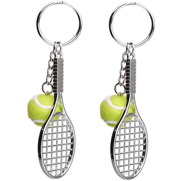 Tennis Racket Keychain-Green 7.9CM 2pcs-