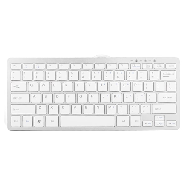 USB-koblet tastatur med 78 taster, ultratynn, mini, bærbar, sklisikker, lydløs, for bærbare datamaskiner, stasjonære datamaskiner, sølv