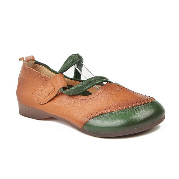 YJ 1 par dam casual skor konstgjord PU låga skor med gummisulor vintage stil grön 36